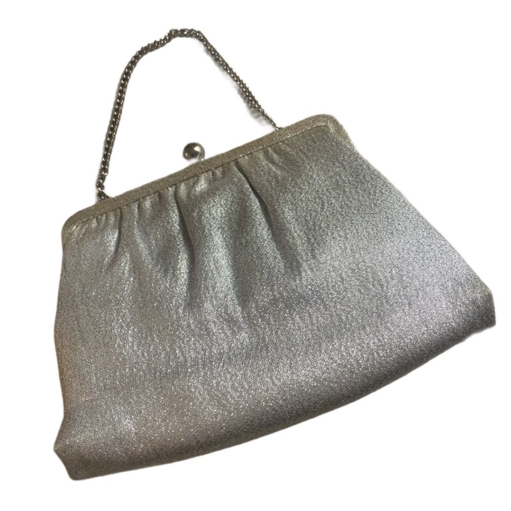 Vintage Ande Proper Silver Sparkle Clutch With Chain Handle